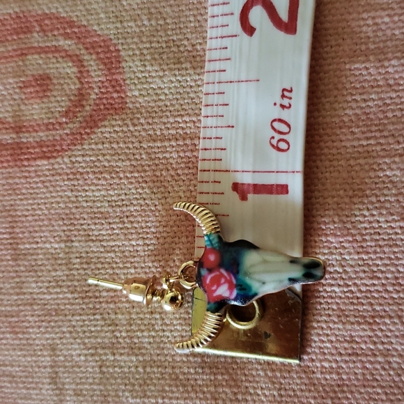 Floral Longhorn Earrings. Bull Head Steer Head Cow Head Western Rodeo Cowgirl - Picture 6 of 7